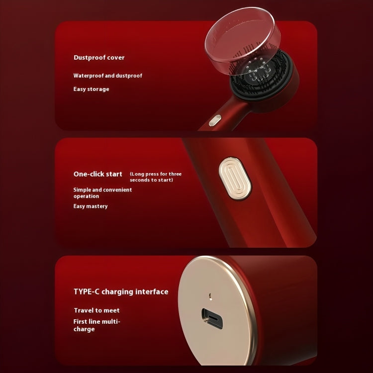 Hair Regrowth Massage Comb – Red Light + Oil Applicator + 3 Modes showing what comes in package and how to use