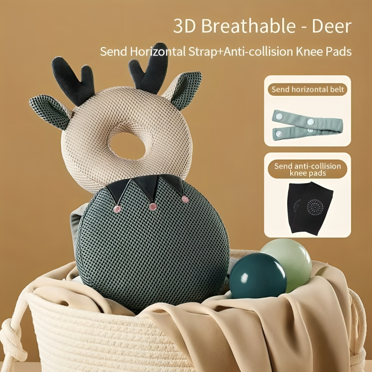 3D breathable deer-shaped product with accessories on a beige background