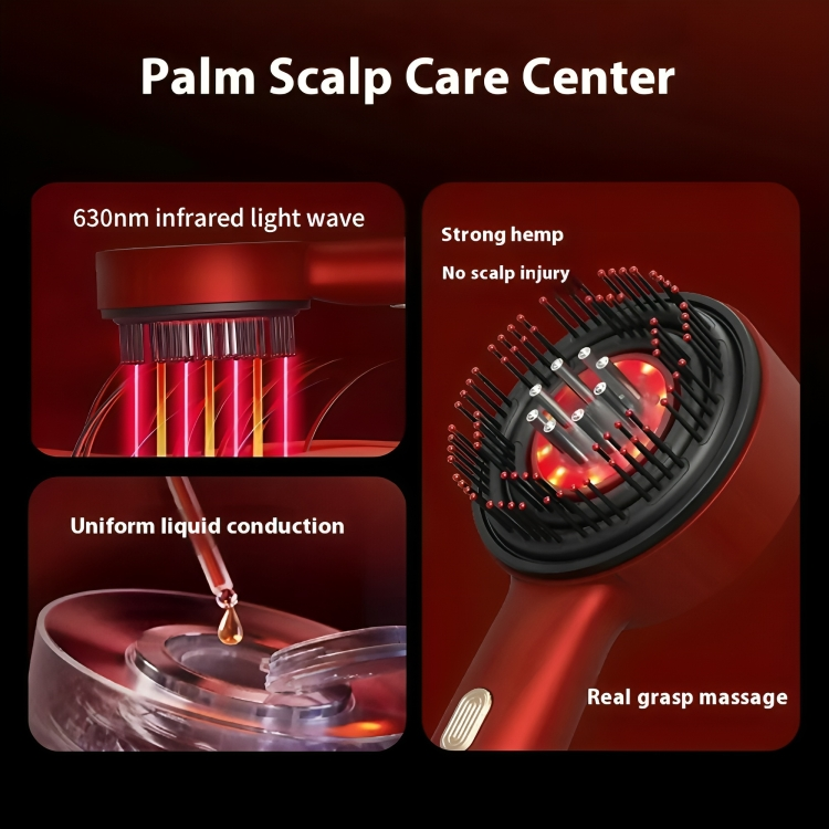 close up of benefits of Hair Regrowth Massage Comb – Red Light + Oil Applicator + 3 Modes