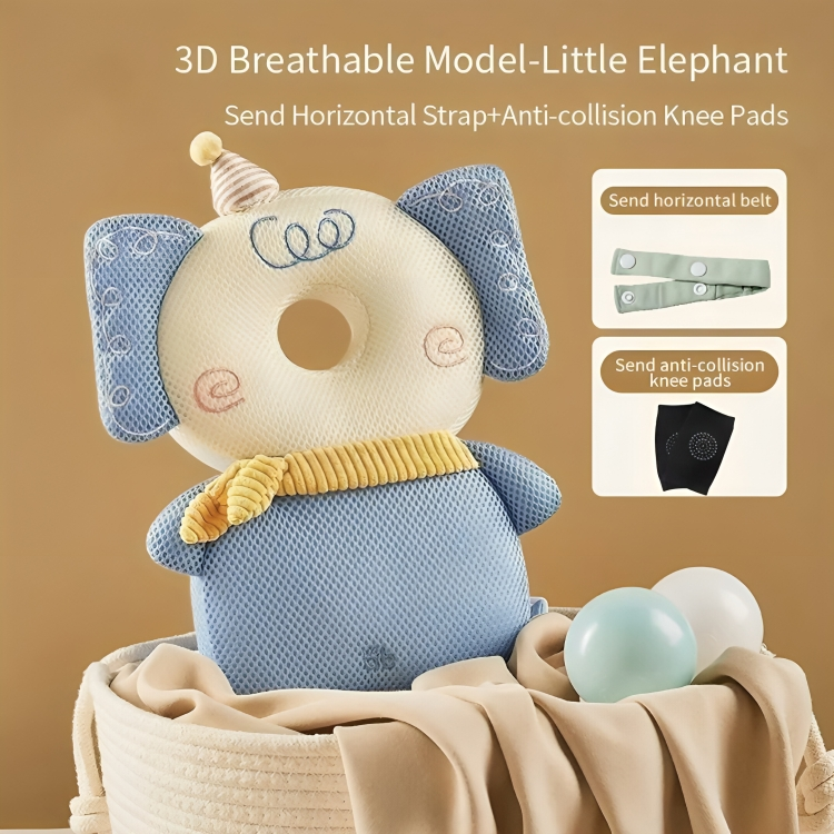 3D breathable model of a little elephant with accessories on a beige background