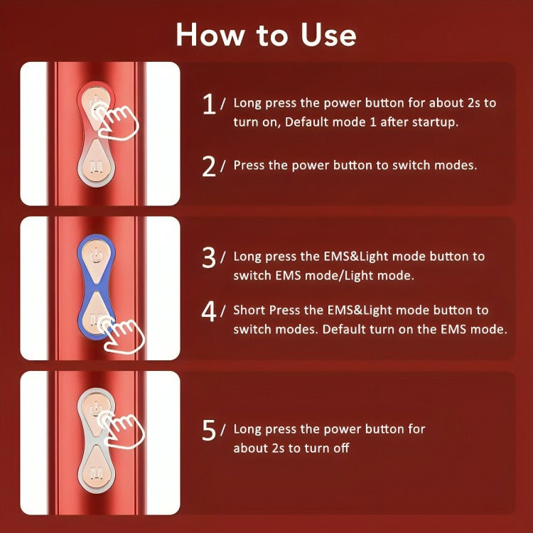 Hair regrowth massage comb showing 3-mode control settings