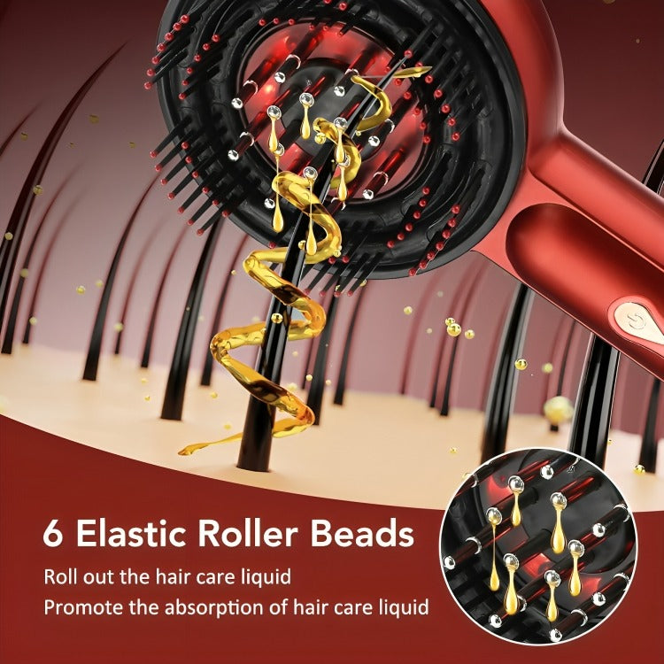 Close-up of red light therapy feature on hair regrowth massage comb