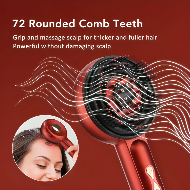 Close-up of red light therapy feature on hair regrowth massage comb