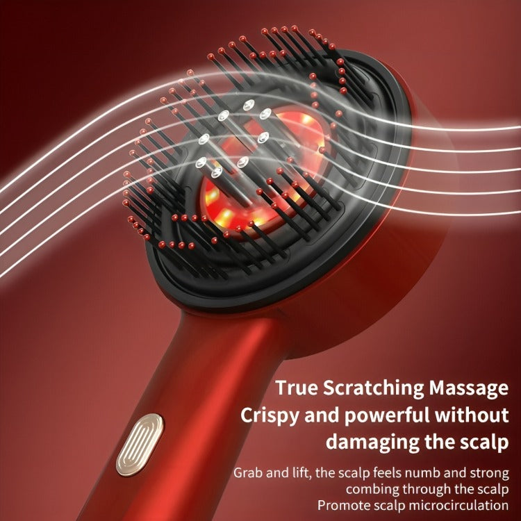 Close-up of red light therapy feature on hair regrowth massage comb