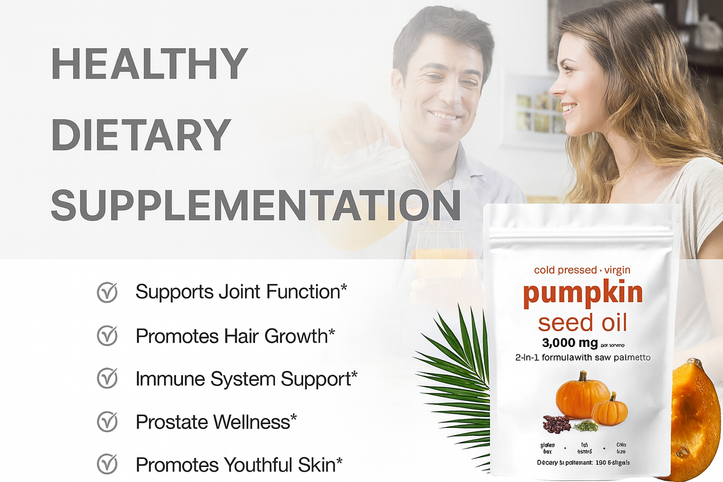 Dietary supplement advertisement with white background