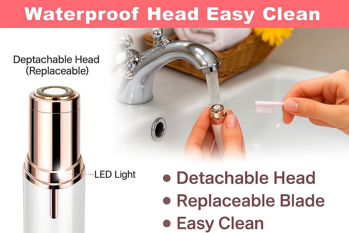 Enhanced Waterproof Head Easy Clean