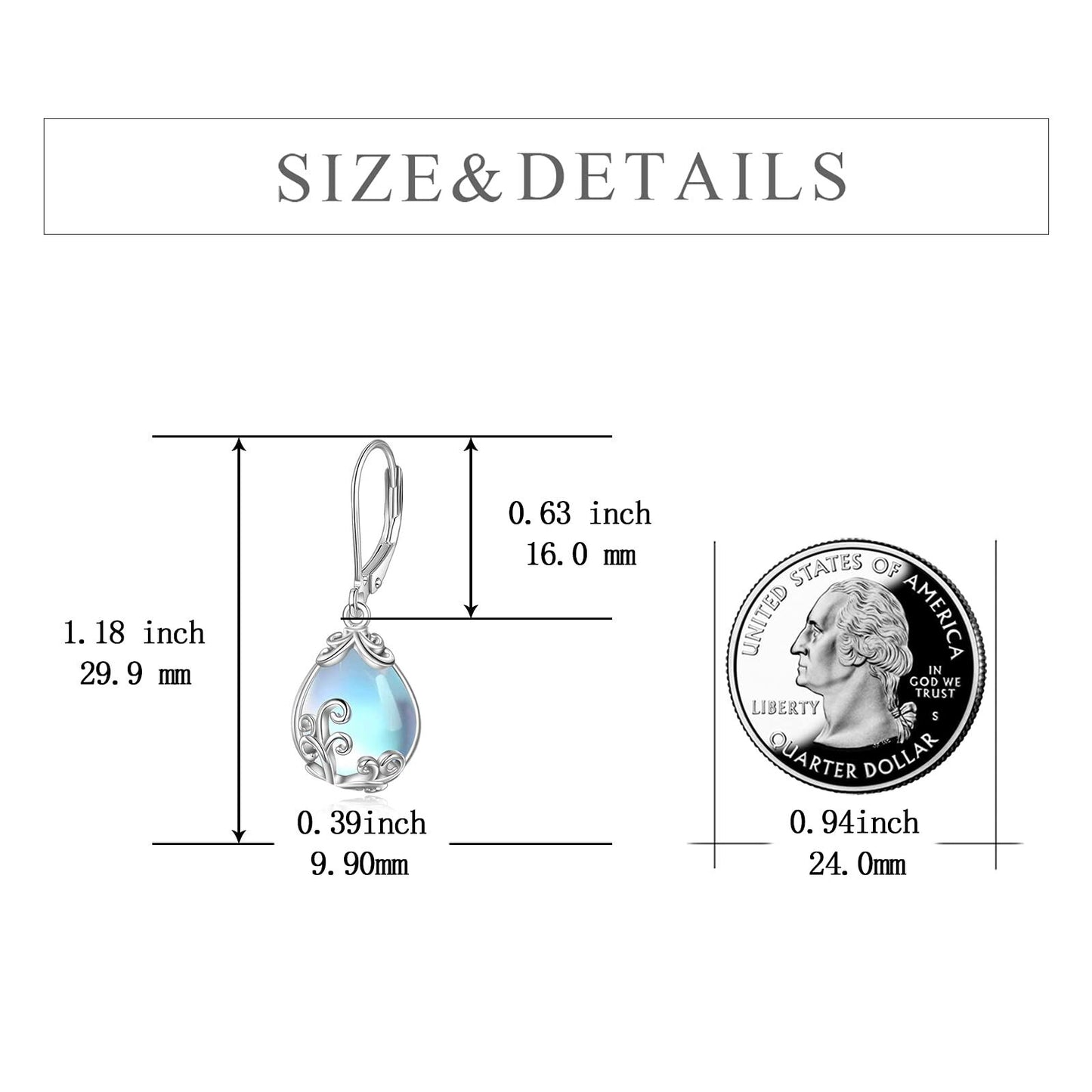 Sterling Silver Opalite Teardrop Leverback Earrings