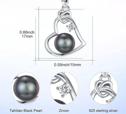 Noir Pearl Heart Necklace