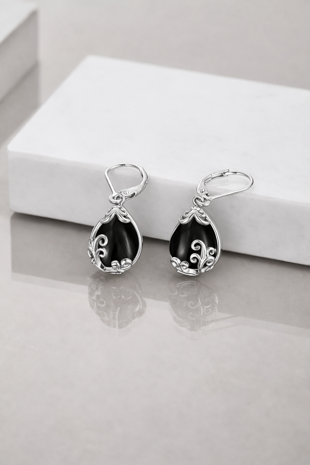 Sterling Silver Opalite Teardrop Leverback Earrings