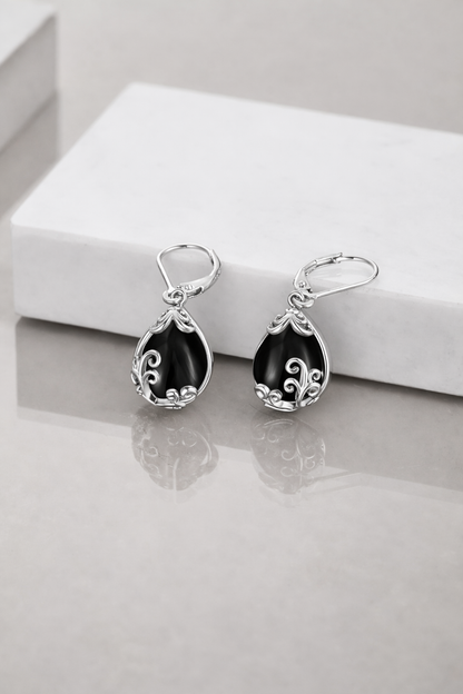 Sterling Silver Opalite Teardrop Leverback Earrings