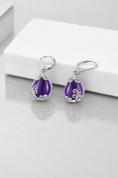 Sterling Silver Opalite Teardrop Leverback Earrings