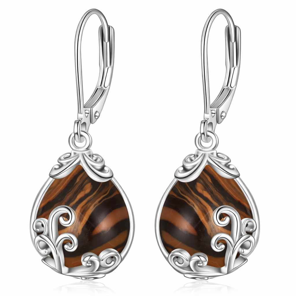 Sterling Silver Opalite Teardrop Leverback Earrings