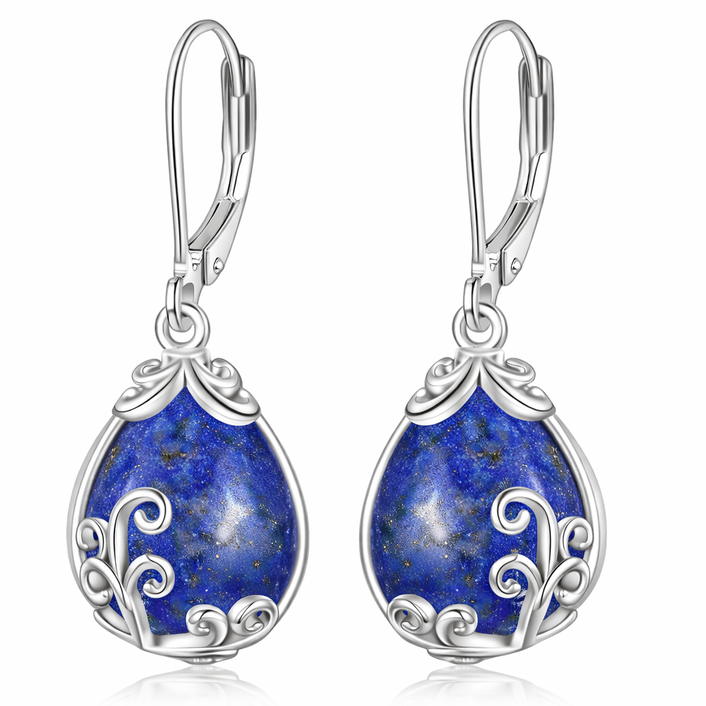 Sterling Silver Opalite Teardrop Leverback Earrings