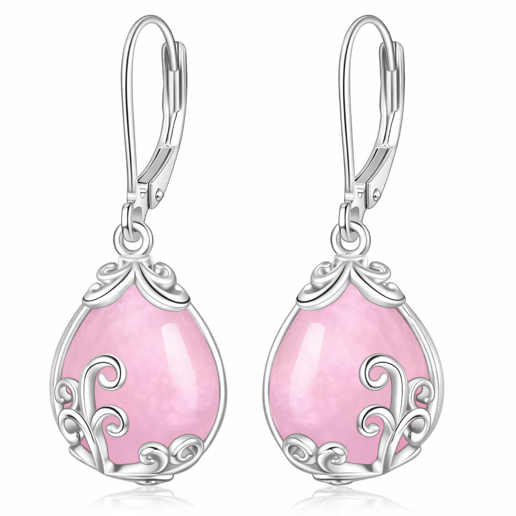 Sterling Silver Opalite Teardrop Leverback Earrings