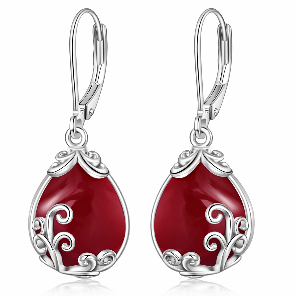 Sterling Silver Opalite Teardrop Leverback Earrings