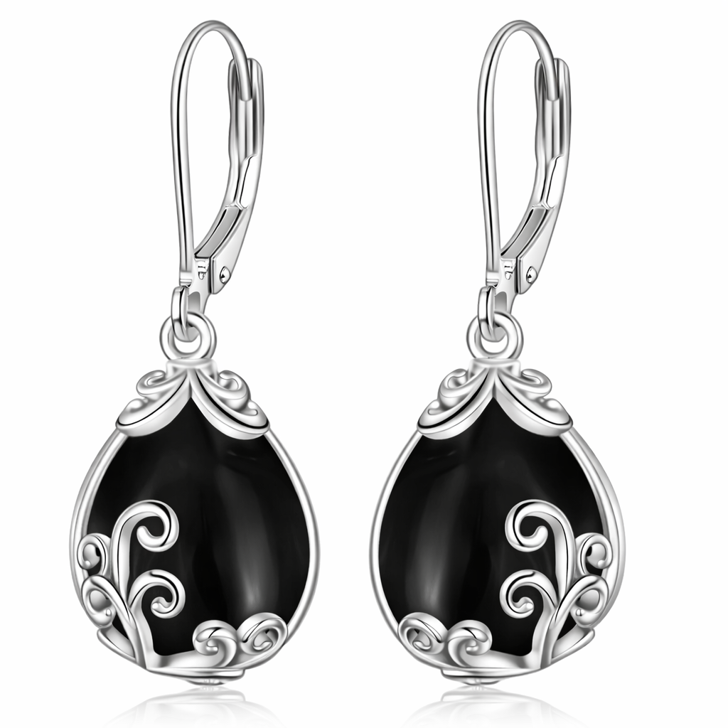 Sterling Silver Opalite Teardrop Leverback Earrings