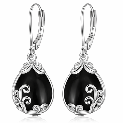 Sterling Silver Opalite Teardrop Leverback Earrings