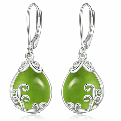 Sterling Silver Opalite Teardrop Leverback Earrings