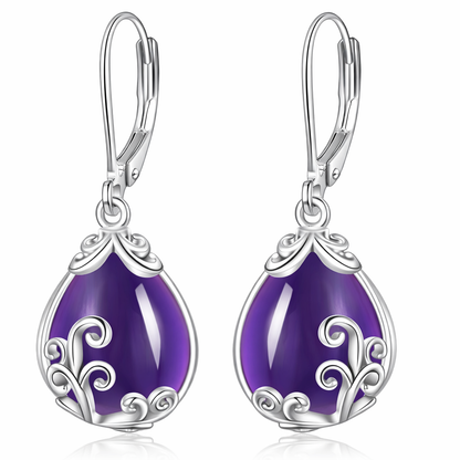 Sterling Silver Opalite Teardrop Leverback Earrings