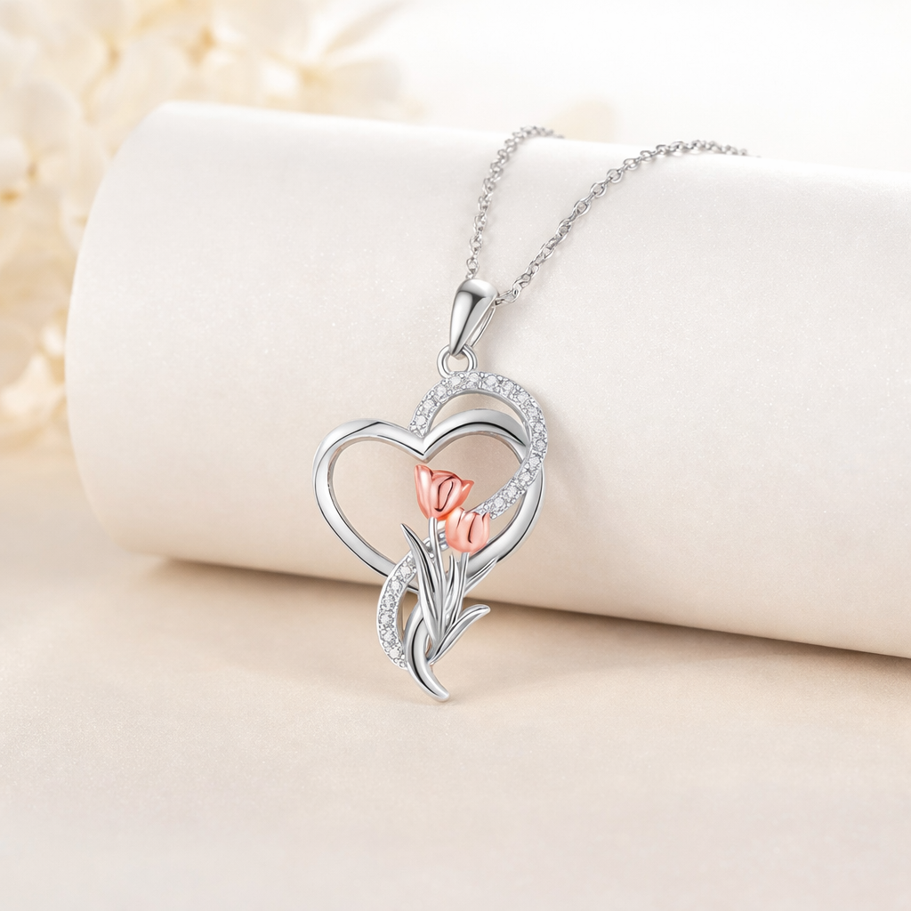 Eternal Tulip Heart Necklace