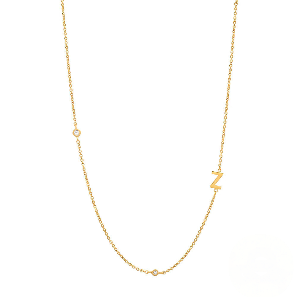 Zircon Letter Choker Necklace (A–Z)