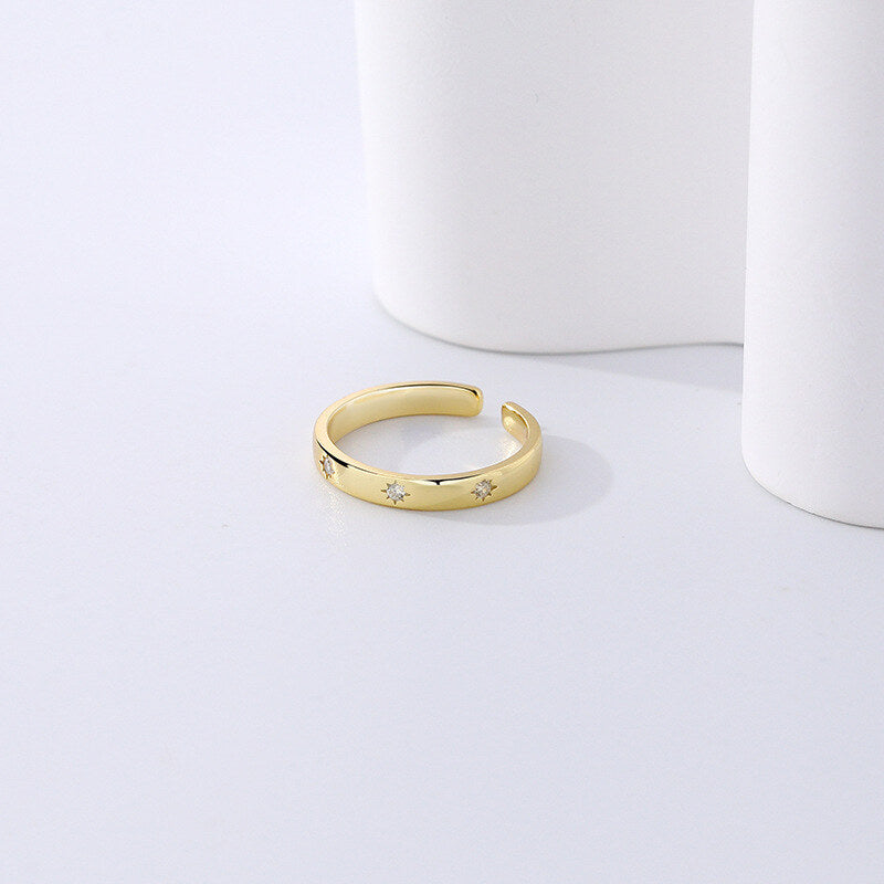 Celestial Star Zircon Open Gold Plated Ring