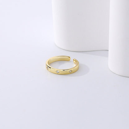 Celestial Star Zircon Open Gold Plated Ring