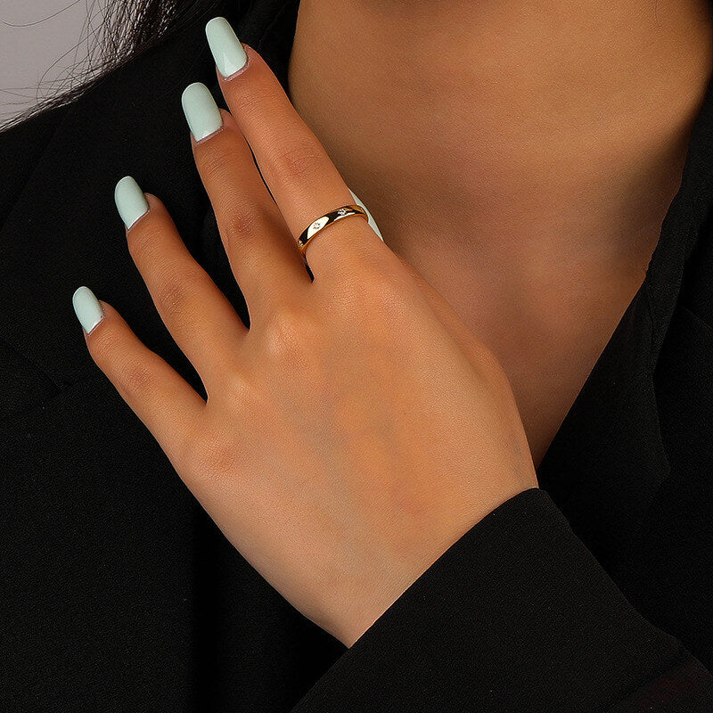 Celestial Star Zircon Open Gold Plated Ring