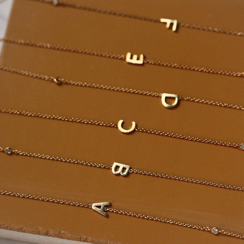 Zircon Letter Choker Necklace (A–Z)