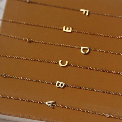 Zircon Letter Choker Necklace (A–Z)