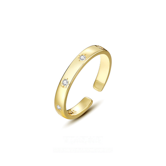Gold-Plated Sterling Silver Celestial Star Zircon Open Ring