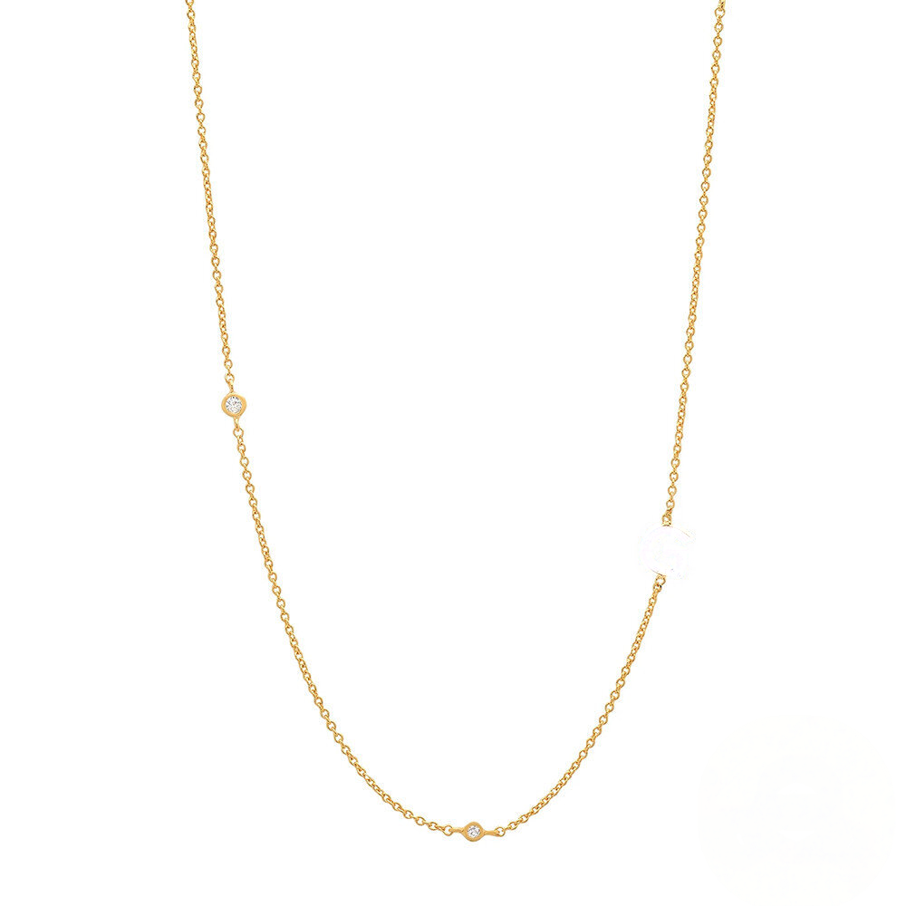 Zircon Letter Choker Necklace (A–Z)