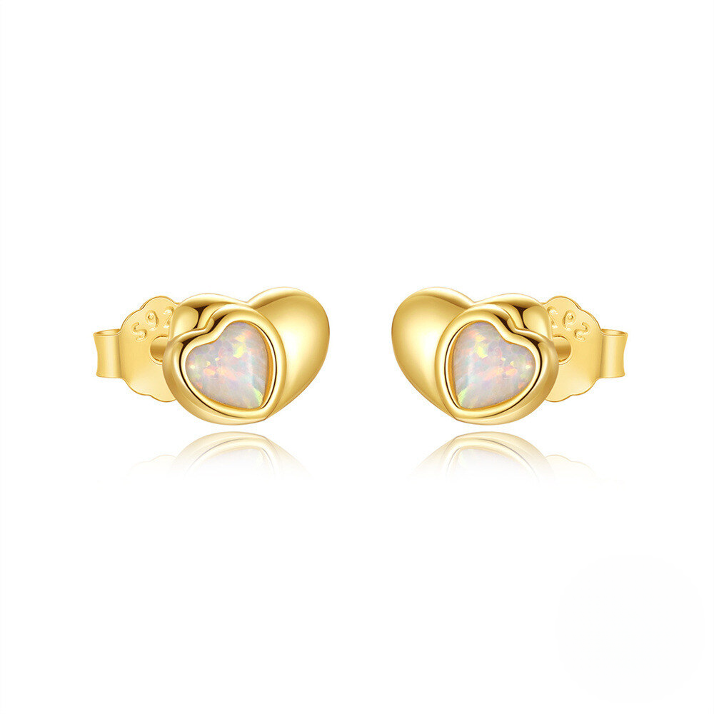 Opal Heart Bracelet & Stud Earrings Set