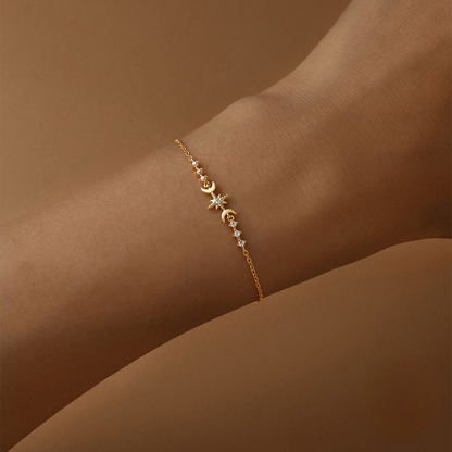 S925 Sterling Silver Star & Moon Zircon Bracelet