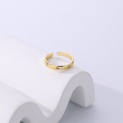 Celestial Star Zircon Open Gold Plated Ring