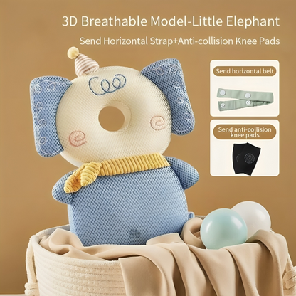 3D breathable model of a little elephant with accessories on a beige background