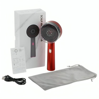 Red Hair Regrowth Massage Comb – Red Light + Oil Applicator + 3 Modes showing what comes in package