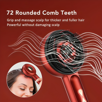 Close-up of red light therapy feature on hair regrowth massage comb
