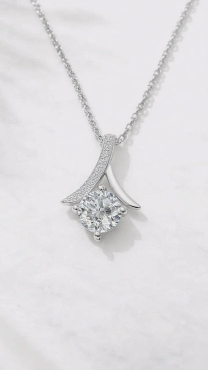 925 Sterling Silver Moissanite Elegance Pendant Necklace